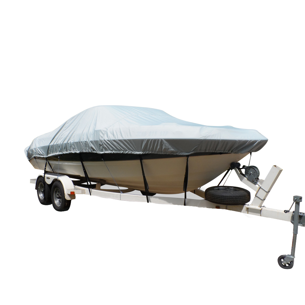 Carver Flex-Fit  PRO Polyester Size 4 Boat Cover for V-Hull & Tri-Hull Boats I/O or O/B - Grey - 79004