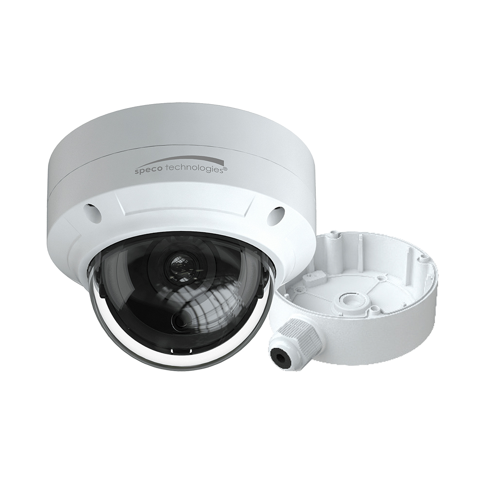 image for Speco 4MP H.265 AI Dome IP Camera w/IR 2.8mm Fixed Lens – White Housing w/Included Junction Box (Power Over Ethernet)