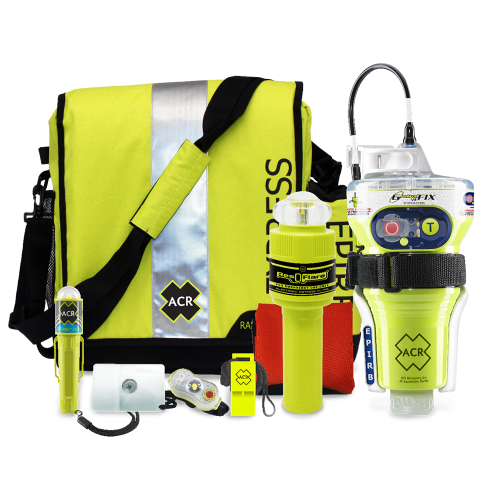 ACR GlobalFix V4 EPIRB Survival Kit w/Rapid Ditch Bag, C-Strobe, H2O Signal Mirror, Rescue Whistle, HemiLight, ResQFlare &amp; Distress Flag CD-85864