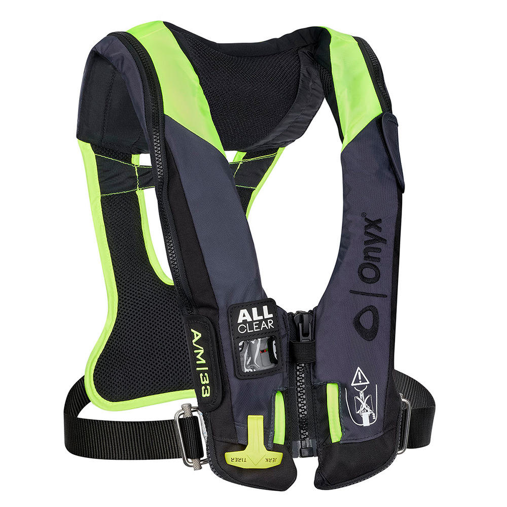 image for Onyx Impulse A/M 33 All Clear w/Harness Auto/Manual Inflatable Life Jacket – Grey