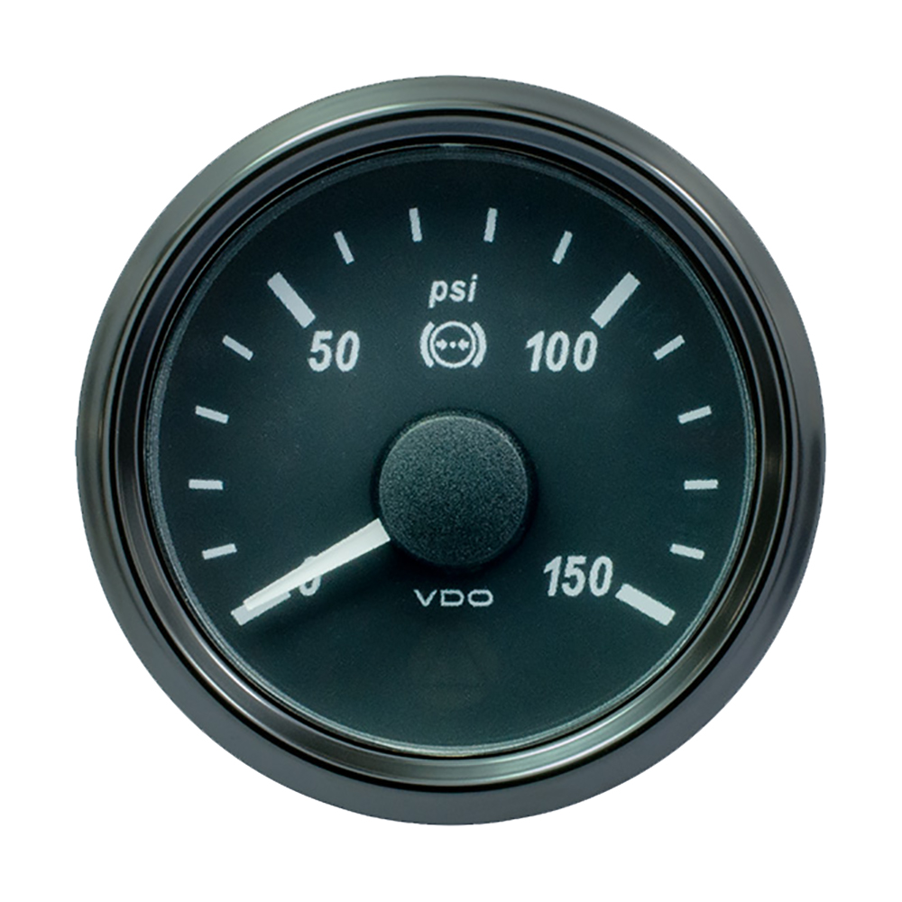 image for VDO SingleViu 52mm (2-1/16″) Brake Pressure Gauge – 150 PSI – 0-180 Ohm