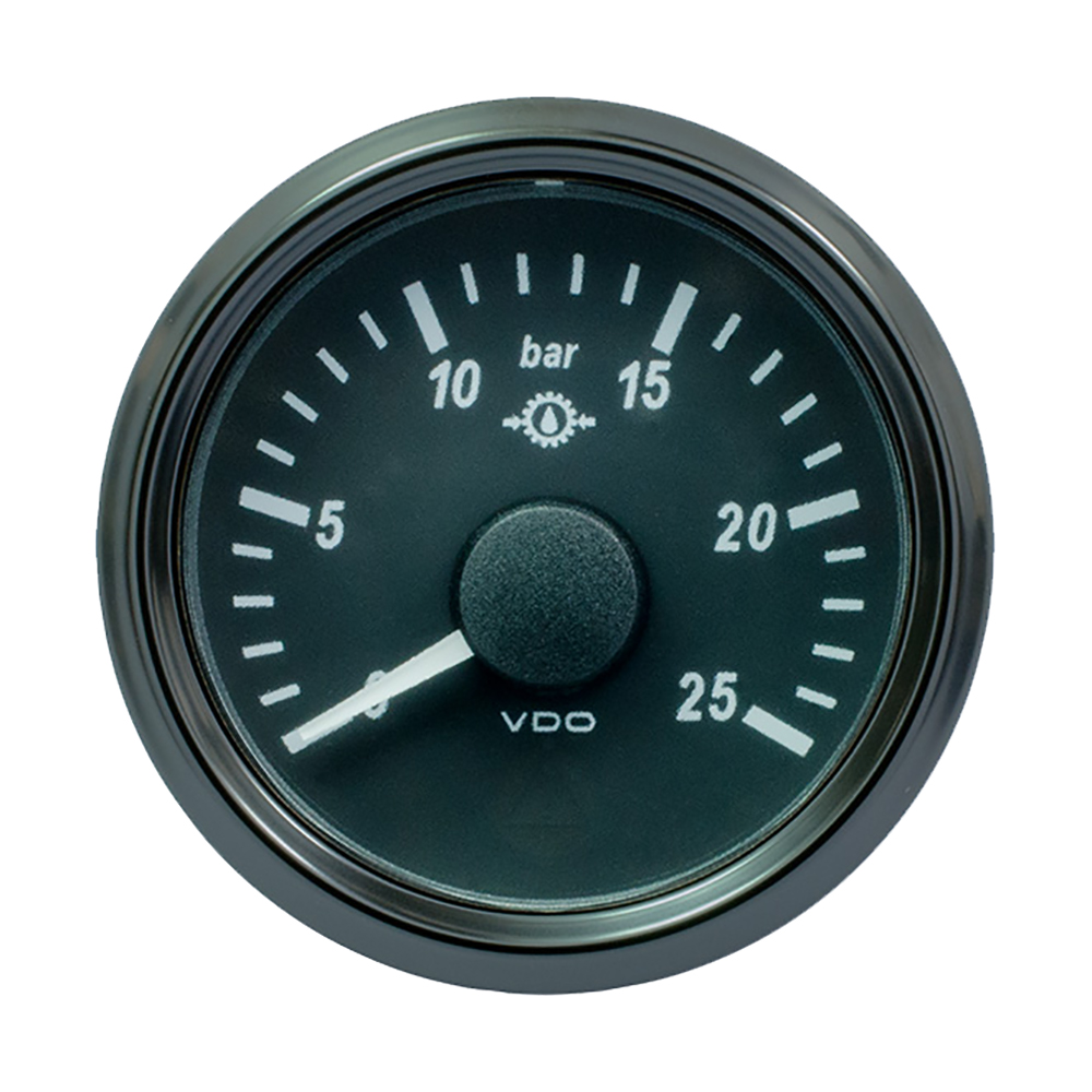 image for VDO SingleViu 52mm (2-1/16″) Gear Oil Pressure Gauge – 25 Bar – 0-180 Ohm