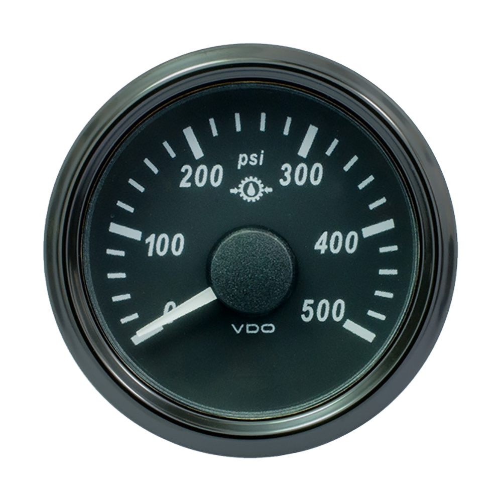 image for VDO SingleViu 52mm (2-1/16″) Gear Pressure Gauge – 500 PSI – 0-4.5V