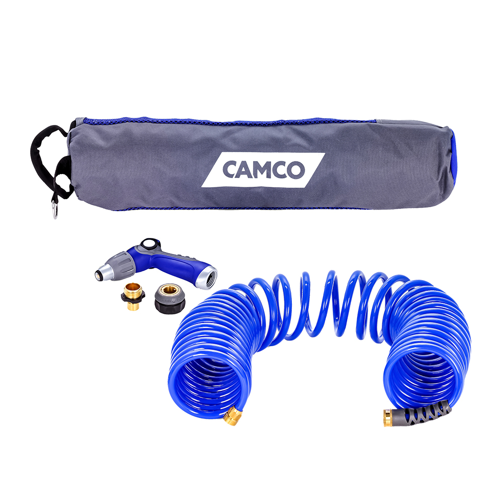 image for Camco 40' Coiled Hose & Spray Nozzle Kit