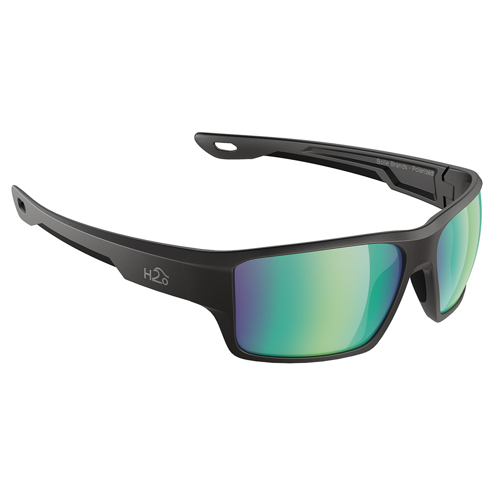 H2Optix Ashore Sunglasses Matt Black, Brown Green Flash Mirror Lens Cat. 3 - AntiSalt Coating w/Floatable Cord CD-87250