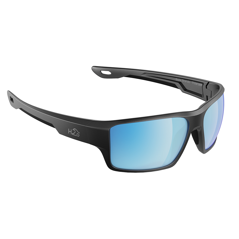 image for H2Optix Ashore Sunglasses Matt Gun Metal, Grey Blue Flash Mirror Lens Cat. 3 – AntiSalt Coating w/Floatable Cord