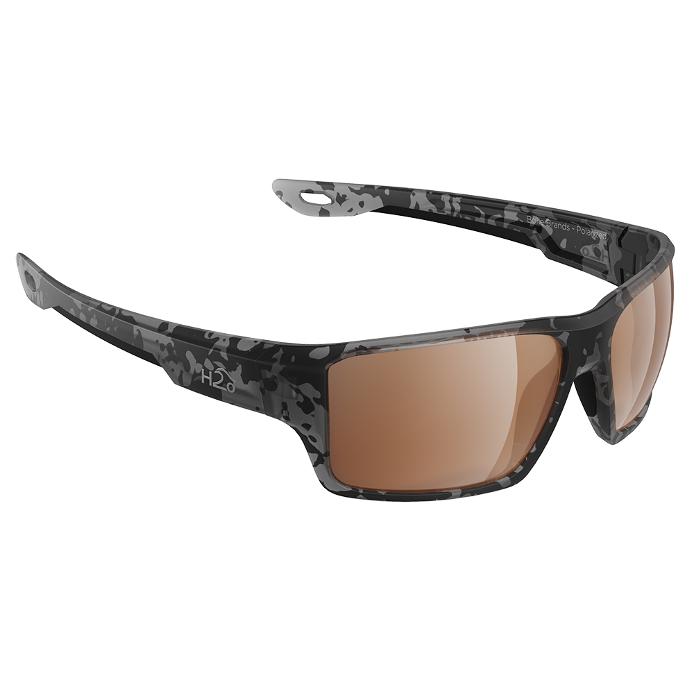 image for H2Optix Ashore Sunglasses Matt Tiger Shark, Brown Lens Cat. 3 – AntiSalt Coating w/Floatable Cord
