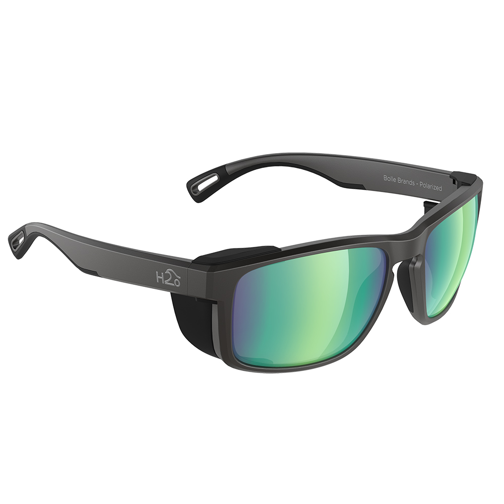 image for H2Optix Reef Sunglasses Matt Black, Brown Green Flash Mirror Lens Cat. 3 – AntiSalt Coating w/Floatable Cord