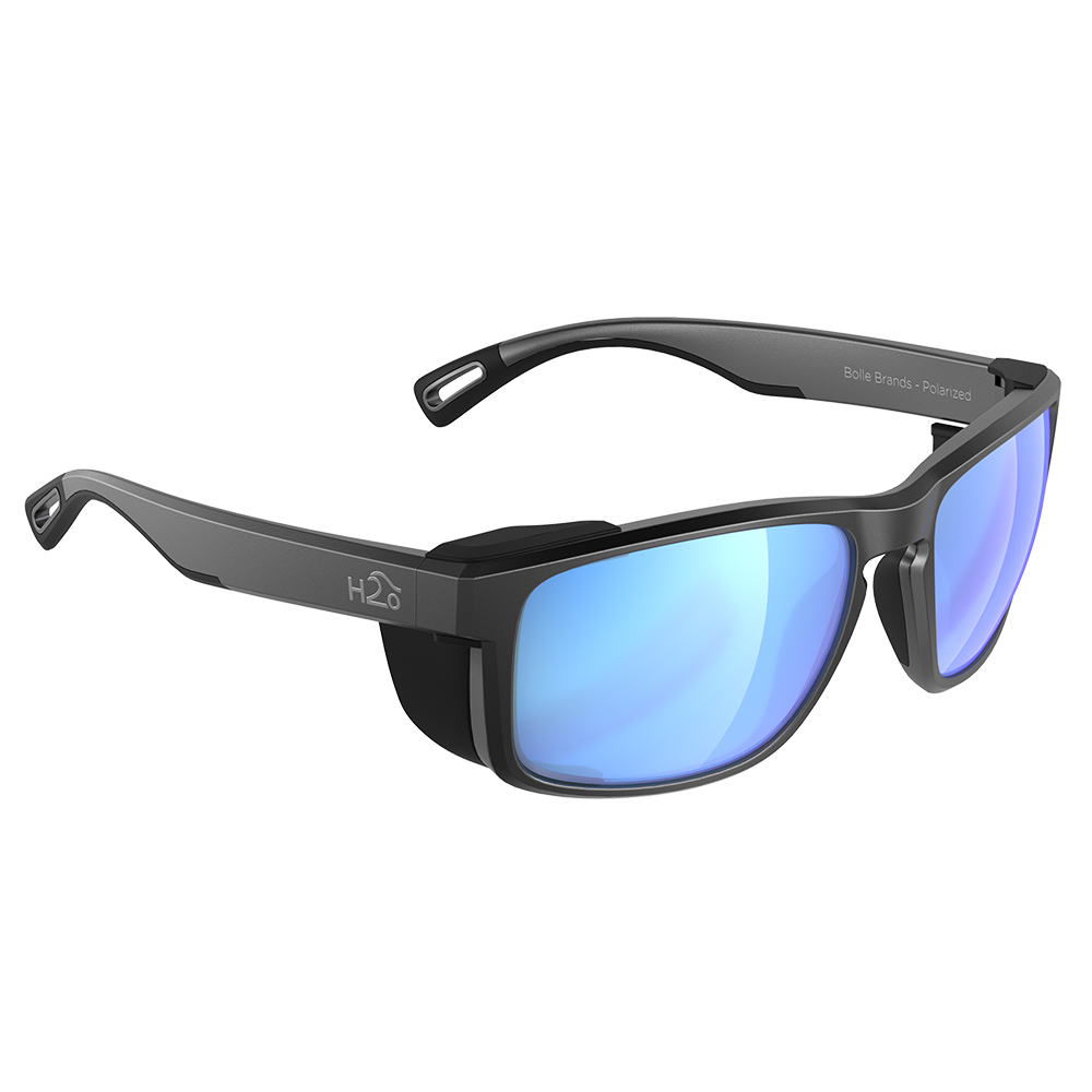 H2Optix Reef Sunglasses Matt Gun Metal, Grey Blue Flash Mirror Lens Cat.3 - AntiSalt Coating w/Floatable Cord CD-87258