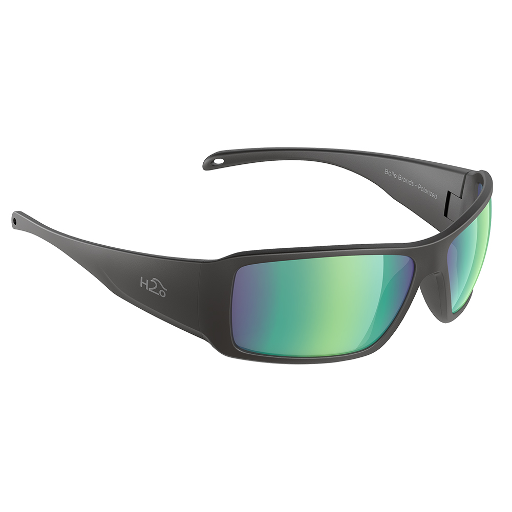 image for H2Optix Stream Sunglasses Matt Black, Brown Green Flash Mirror Lens Cat.3 – AntiSalt Coating w/Floatable Cord