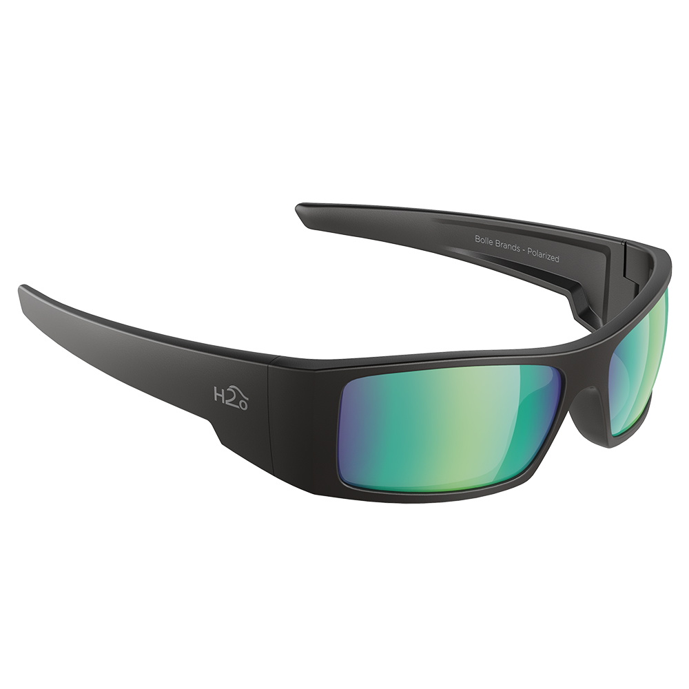 image for H2Optix Waders Sunglasses Matt Black, Brown Green Flash Mirror Lens Cat.3 – AntiSalt Coating w/Floatable Cord