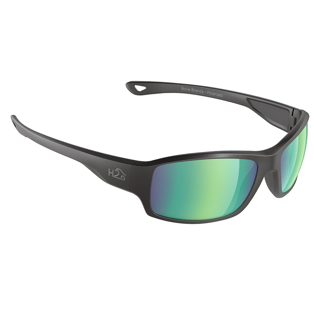 image for H2Optix Beachwalker Sunglasses Matt Black, Brown Green Flash Mirror Lens Cat. 3 – AR Coating