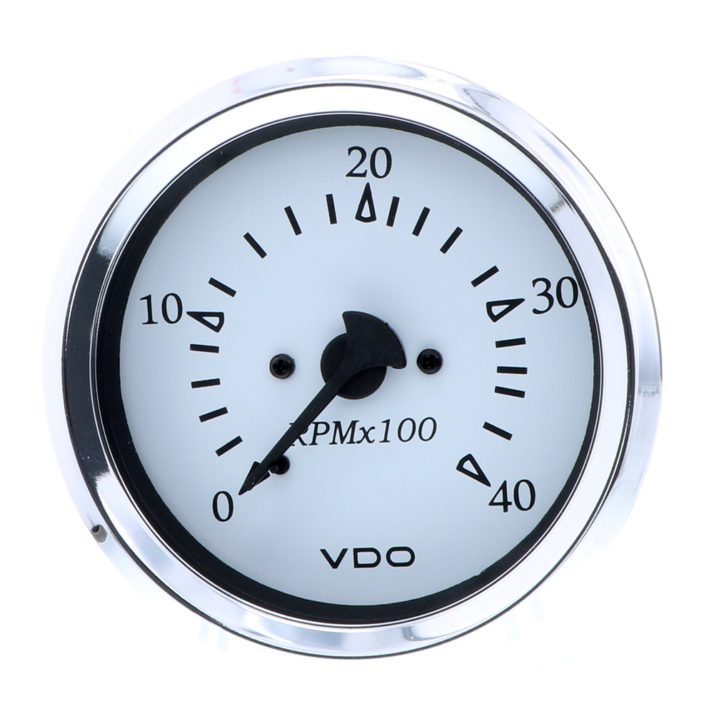 image for VDO Cockpit Marine 85MM (3-3/8″) Diesel Tachometer – Alternator Input – White Dial/Chrome Bezel