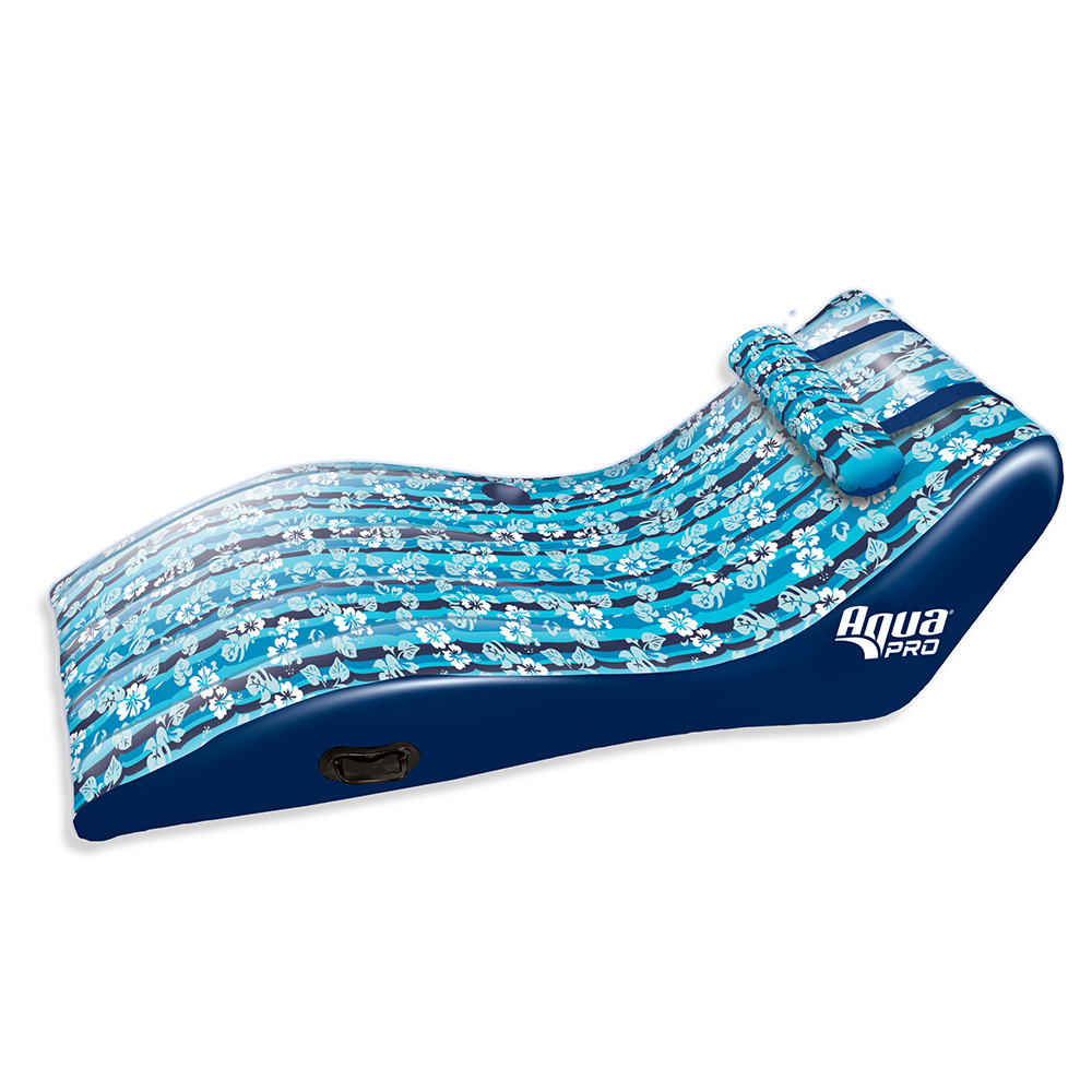 image for Aqua Leisure Ultra Cushioned Comfort Lounge Hawaiian Wave Print w/Adjustable Pillow