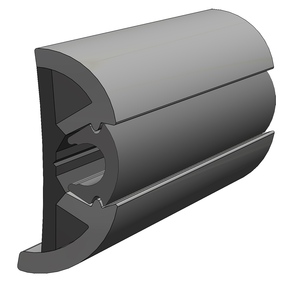 TACO SuproFlex Rub Rail Kit Gray w/Gray Insert - 2&quot;H x 1.2&quot;W x 80&#39;L CD-87815