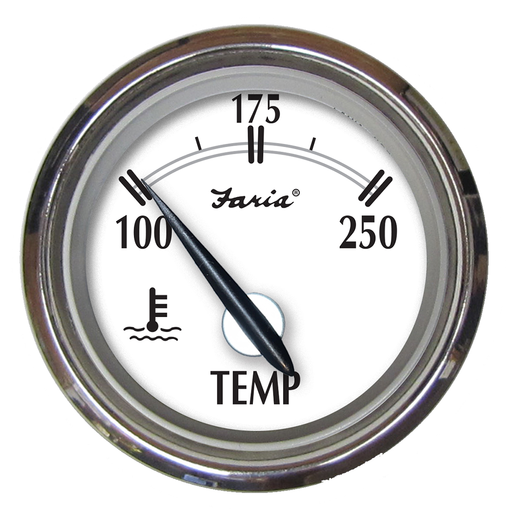 image for Faria Newport SS 2″ Water Temperature Gauge – 100° to 250° F