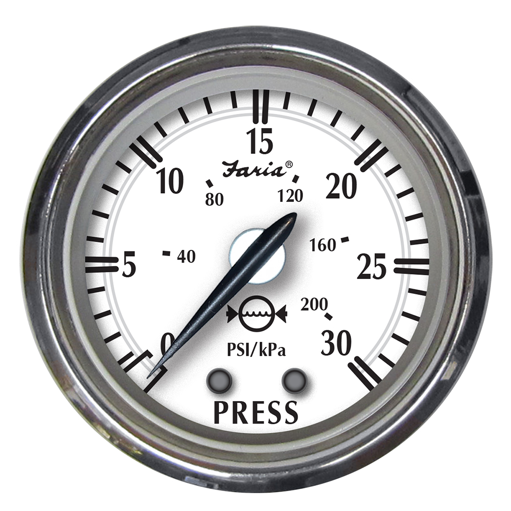 image for Faria Newport SS 2″ Water Pressure Gauge Kit – 0 to 30 PSI
