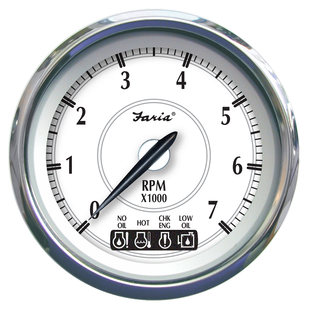 image for Faria Newport SS 4″ Tachometer w/System Check Indicator f/Johnson/Evinrude Gas Outboard – 7000 RPM