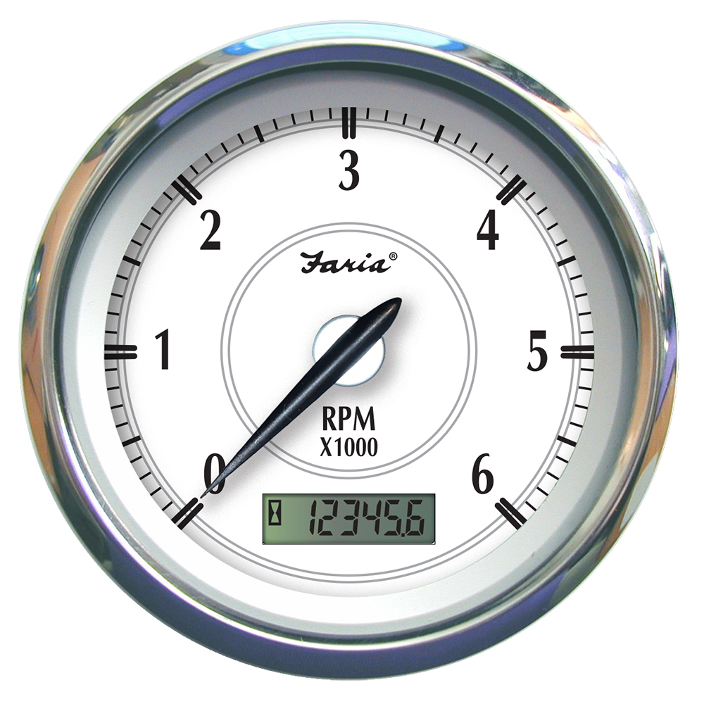 image for Faria Newport SS 4″ Tachometer w/Hourmeter f/Gas Inboard – 6000 RPM
