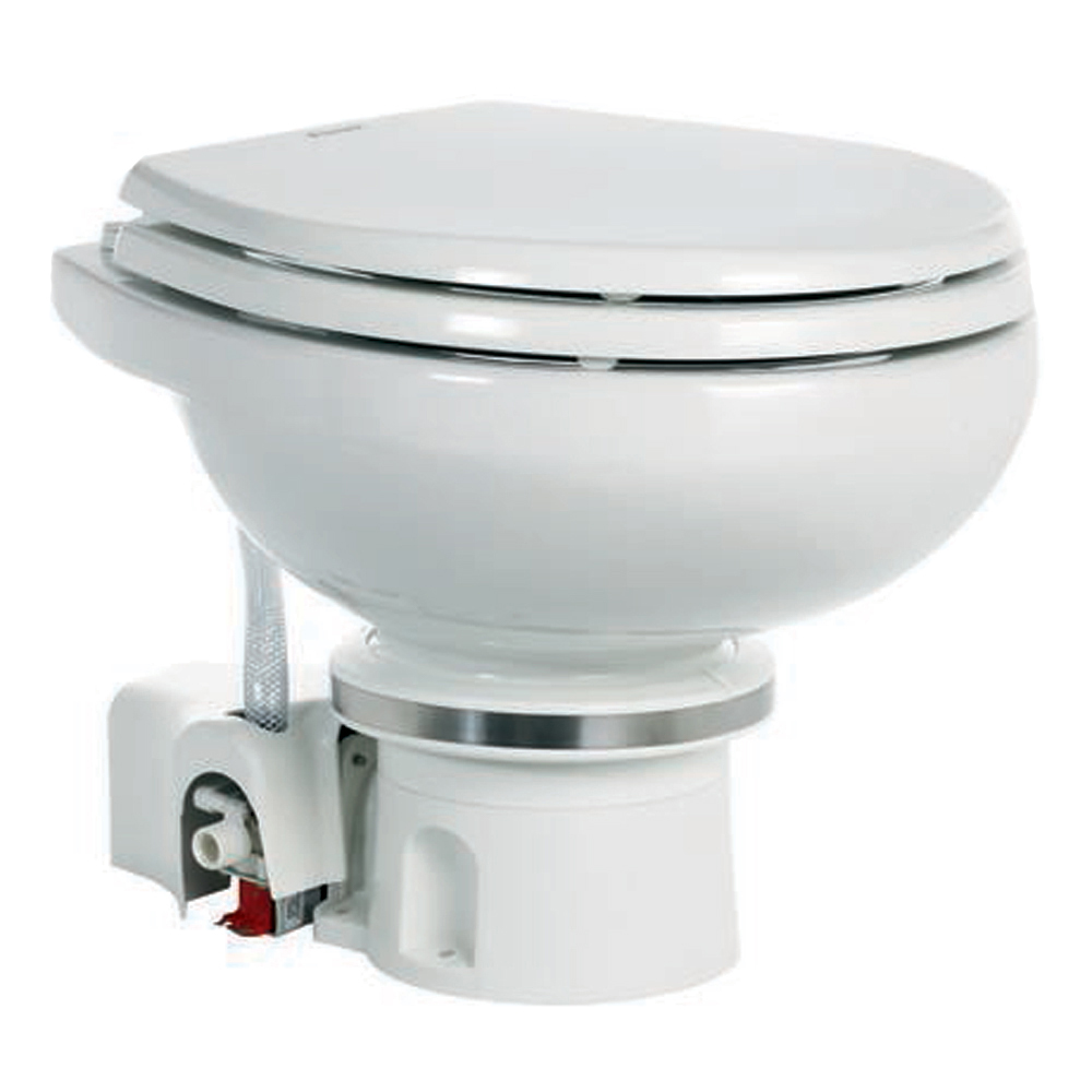 image for Dometic MasterFlush 7120 White Electric Macerating Toilet w/Orbit Base – Fresh Water