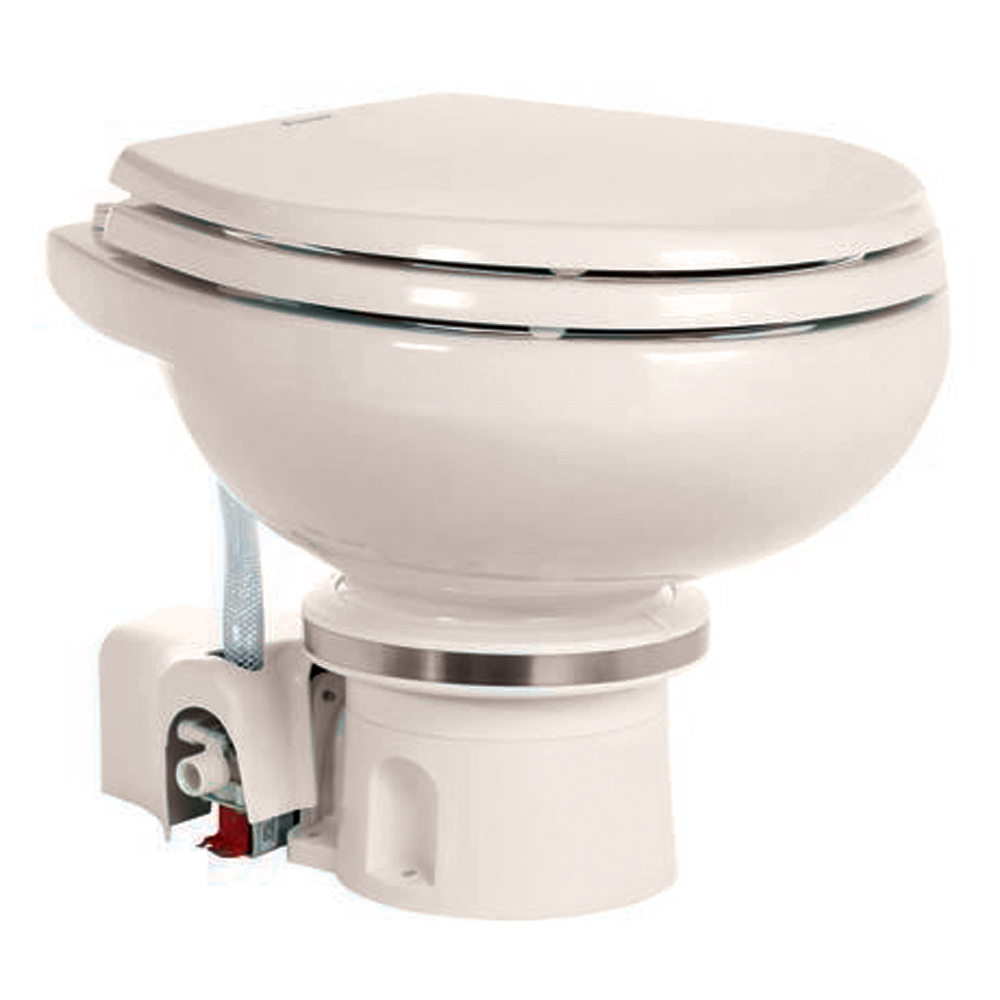 image for Dometic MasterFlush 7120 Bone Electric Macerating Toilet w/Orbit Base – Fresh Water