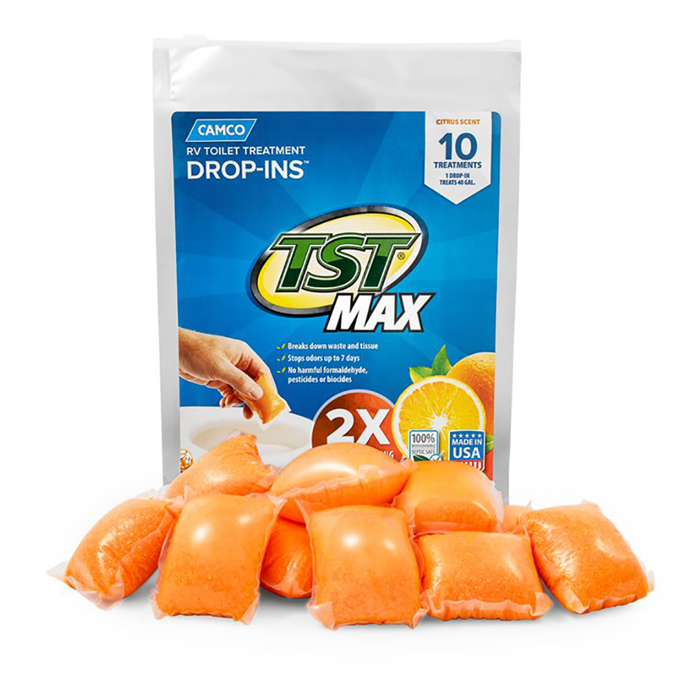 image for Camco TST MAX Orange RV Toilet Treatment Drop-Ins *10-Pack