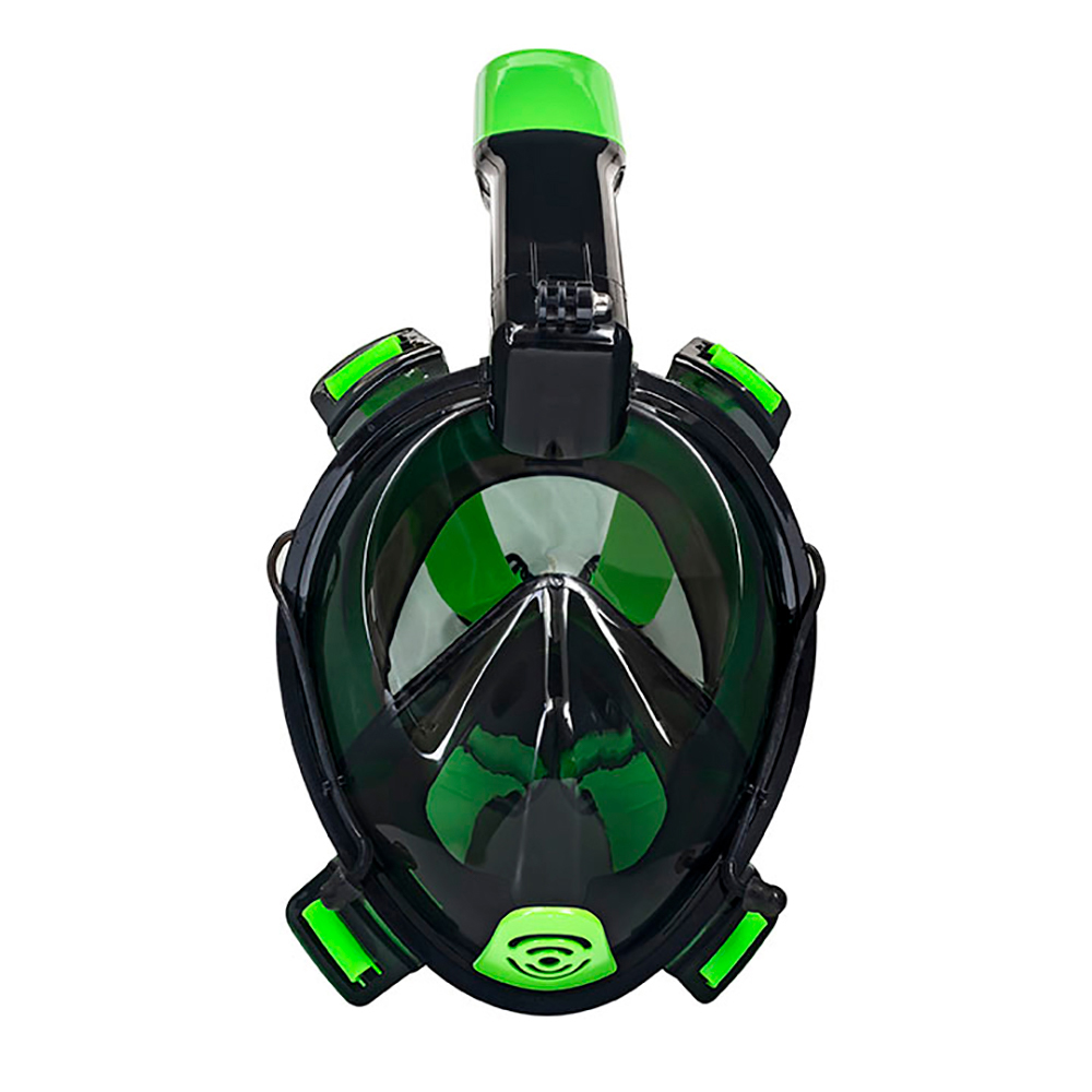 image for Aqua Leisure Frontier Full-Face Snorkeling Mask – Adult Sizing – Eye to Chin > 4.5″ – Green/Black