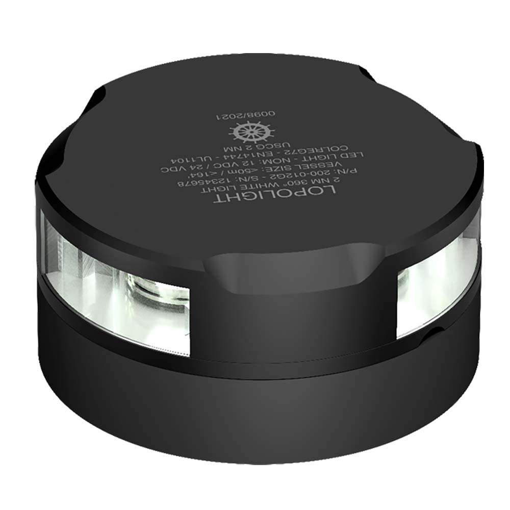 image for Lopolight Series 200-012 – Anchor Light – 2NM – Horizontal Mount – White – Black Housing – 6M Cable