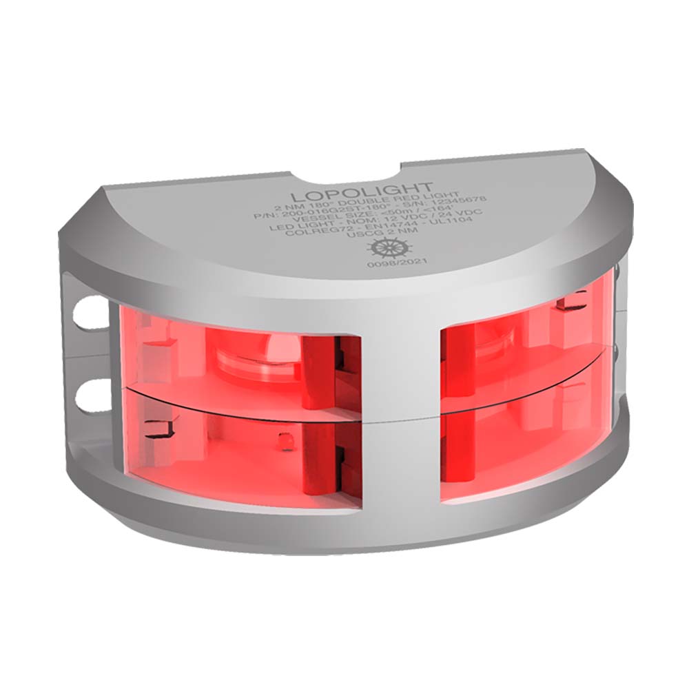 image for Lopolight Series 200-016 – Double Stacked Navigation Light – 2NM – Vertical Mount – Red – Silver Housing