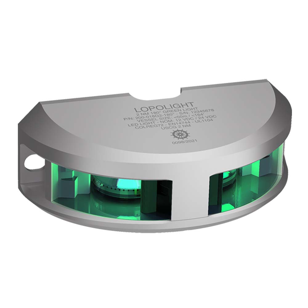 image for Lopolight Series 200-018 – Navigation Light – 2NM – Vertical Mount – Green – Silver Housing