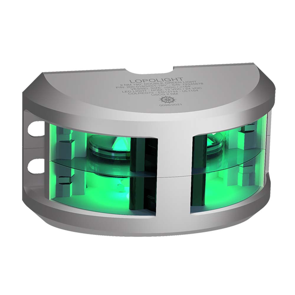 image for Lopolight Series 200-018 – Double Stacked Navigation Light – 2NM – Vertical Mount – Green – Silver Housing