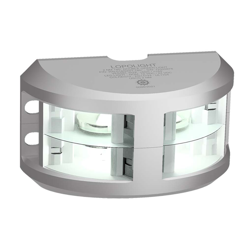 image for Lopolight Series 200-024 – Double Stacked Navigation Light – 2NM – Vertical Mount – White – Silver Housing