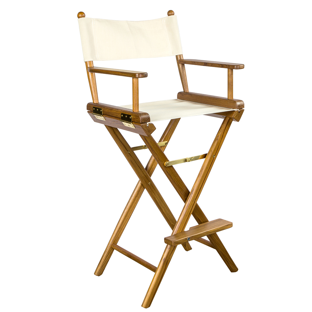 image for Whitecap Captain's Chair w/Natural Seat Covers – Teak