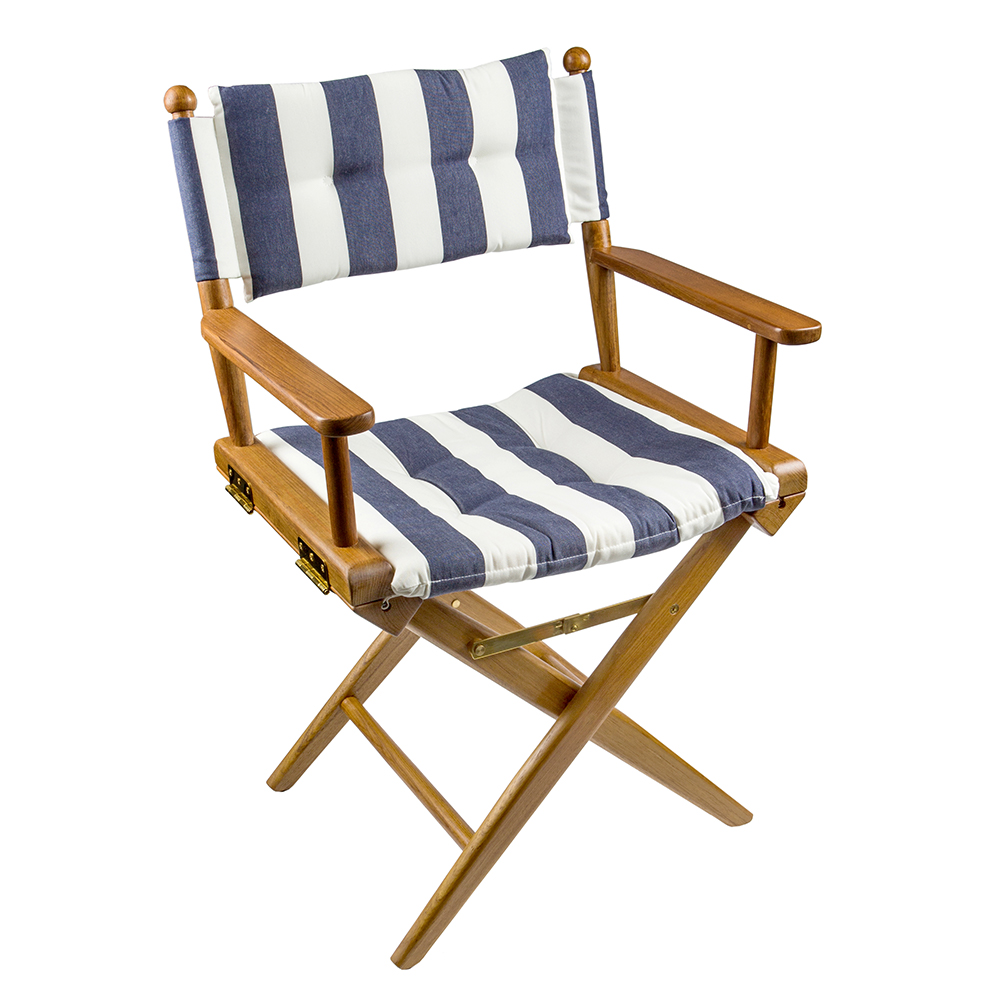 image for Whitecap Director's Chair w/Navy & White Cushion – Teak