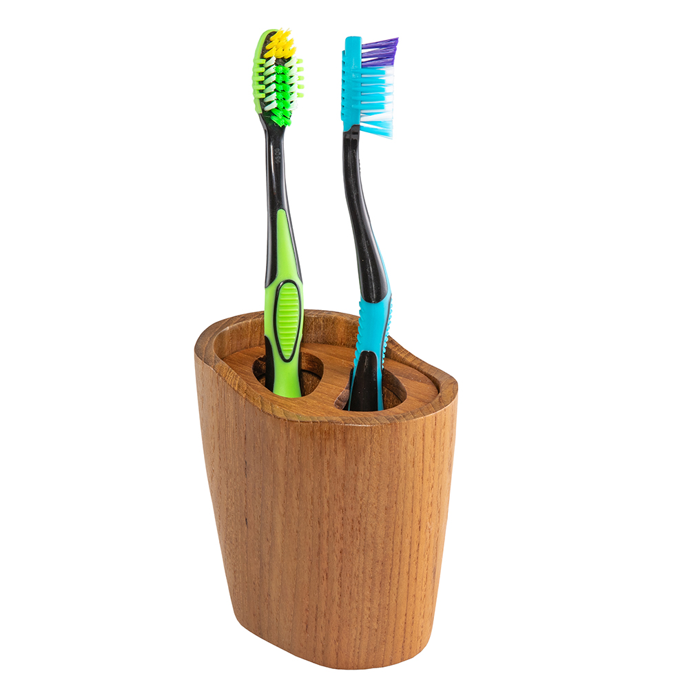 image for Whitecap Oval Toothbrush Holder (Oiled) – Teak