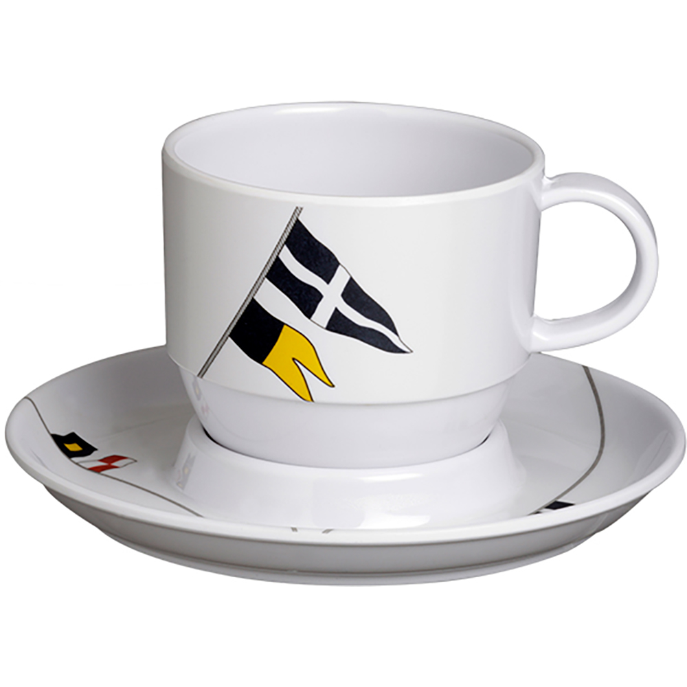 image for Marine Business Melamine Tea Cup & Plate Breakfast Set – REGATA – Set of 6