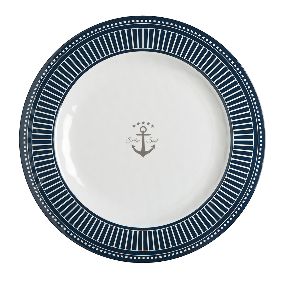 image for Marine Business Melamine Flat, Round Dinner Plate – SAILOR SOUL – 10″ Set of 6
