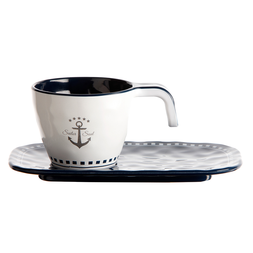 image for Marine Business Melamine Espresso Cup & Plate Set – SAILOR SOUL – Set of 6