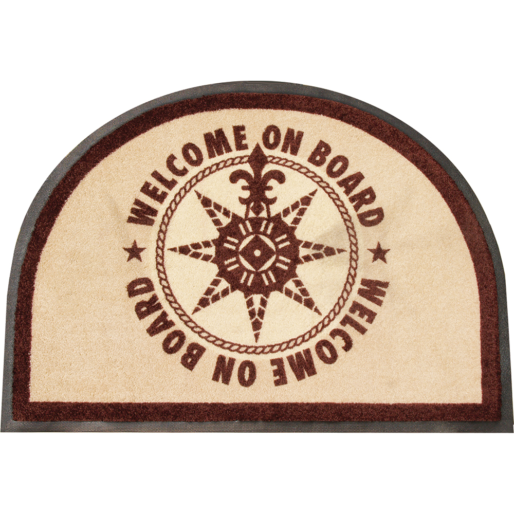 image for Marine Business Non-Slip WELCOME ON BOARD Half-Moon-Shaped Mat – Brown
