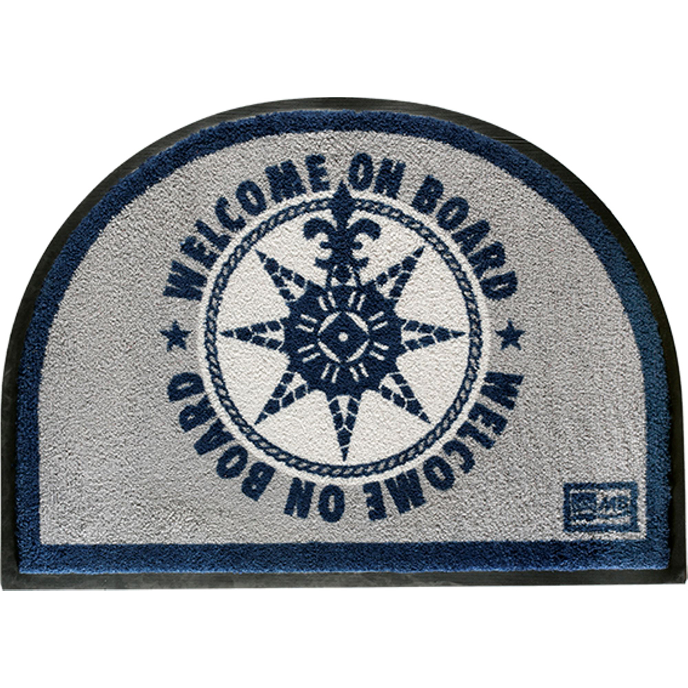 image for Marine Business Non-Slip WELCOME ON BOARD Half-Moon-Shaped Mat – Blue/Grey