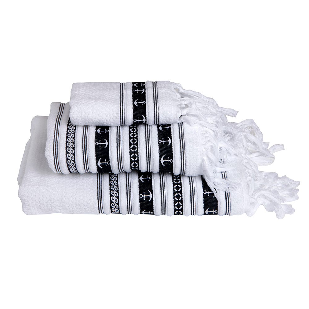 image for Marine Business White/Anchors Towel Set – SANTORINI – Set of 3