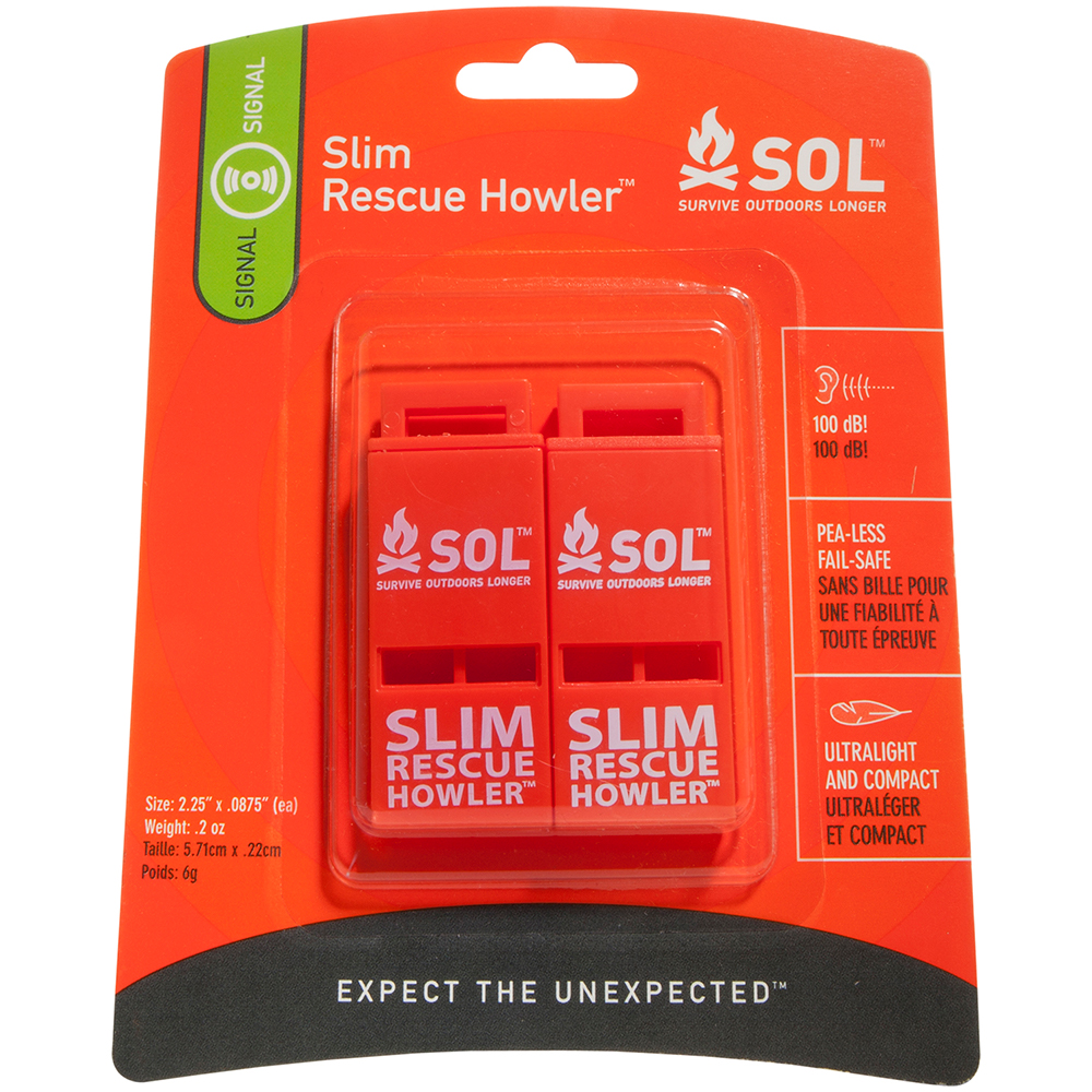 S.O.L. Survive Outdoors Longer Rescue Howler Whistle - 2 Pack0140-0010 - 0140-0010