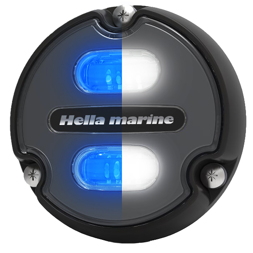 image for Hella Marine Apelo A1 Blue White Underwater Light – 1800 Lumens – Black Housing – Charcoal Lens