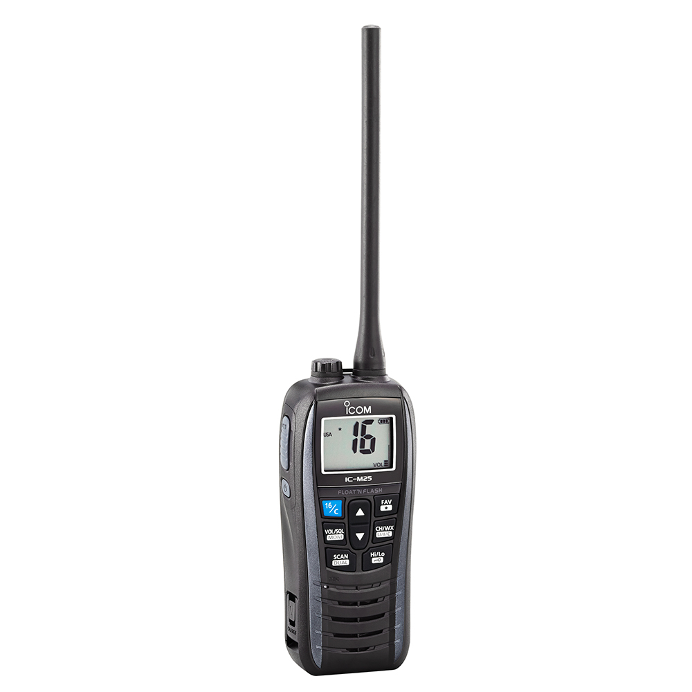 image for Icom M25 Handheld Floating VHF Marine Radio – Metallic Gray