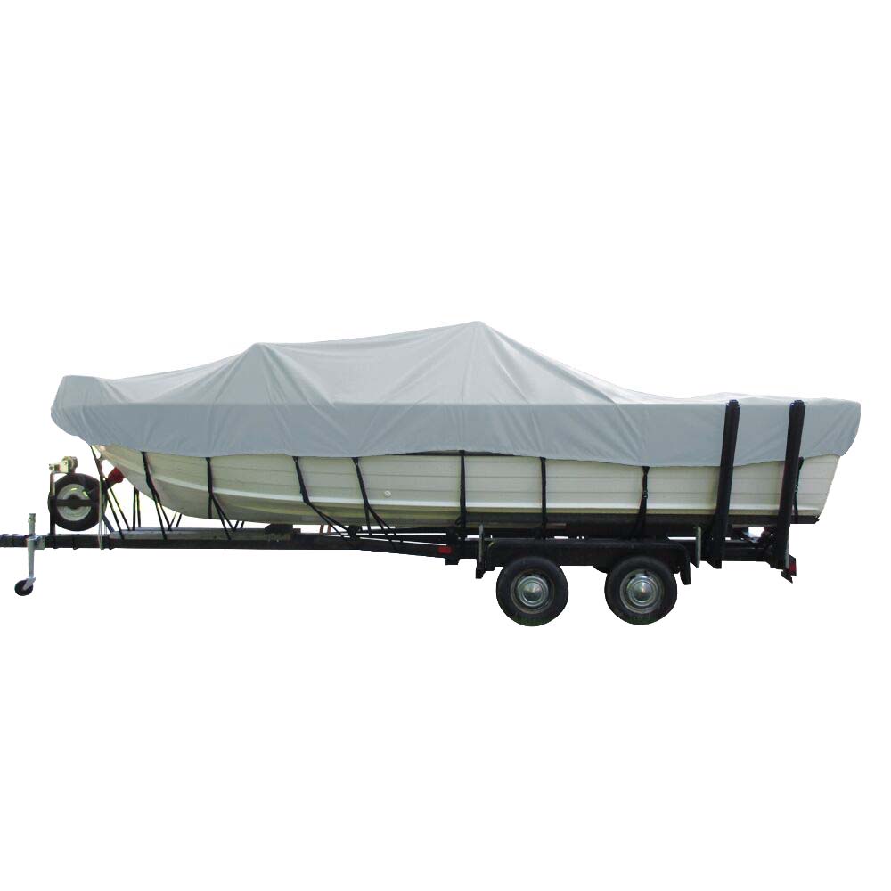 Carver Poly-Flex II Wide Series Styled-to-Fit Boat Cover f/18.5' Aluminum V-Hull Sterndrive Boats with Walk-Thru Windshield - Grey - 72418F-10