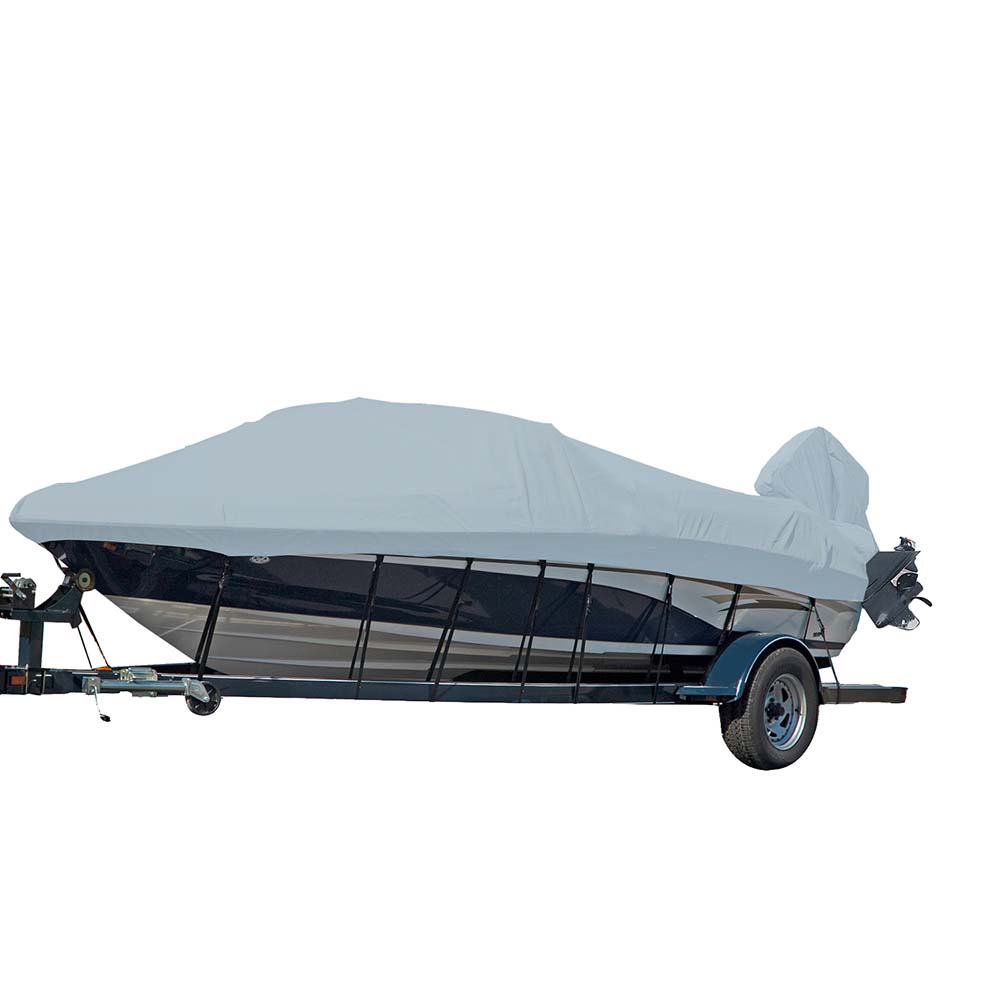 Carver Sun-DURA Styled-to-Fit Boat Cover f/14.5' V-Hull Runabout Boats w/Windshield & Hand/Bow Rails - Grey - 77014S-11