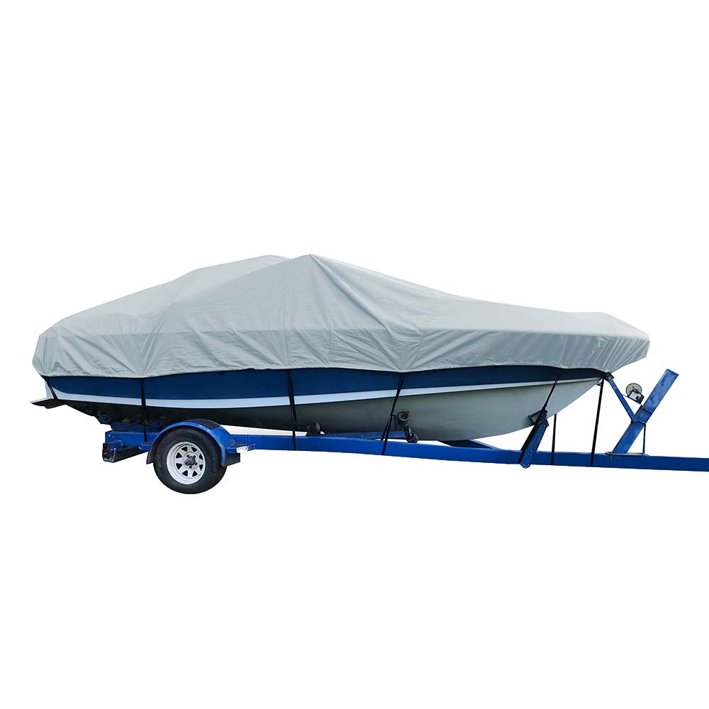 Carver Sun-DURA Styled-to-Fit Boat Cover f/18.5' V-Hull Low Profile Cuddy Cabin Boats w/Windshield & Rails - Grey - 77718S-11