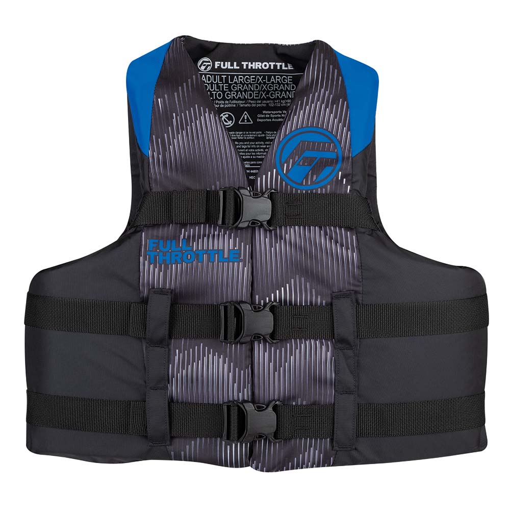 image for Full Throttle Adult Nylon Life Jacket – L/XL – Blue/Black