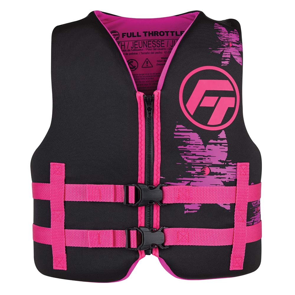 image for Full Throttle Youth Rapid-Dry Life Jacket – Pink/Black