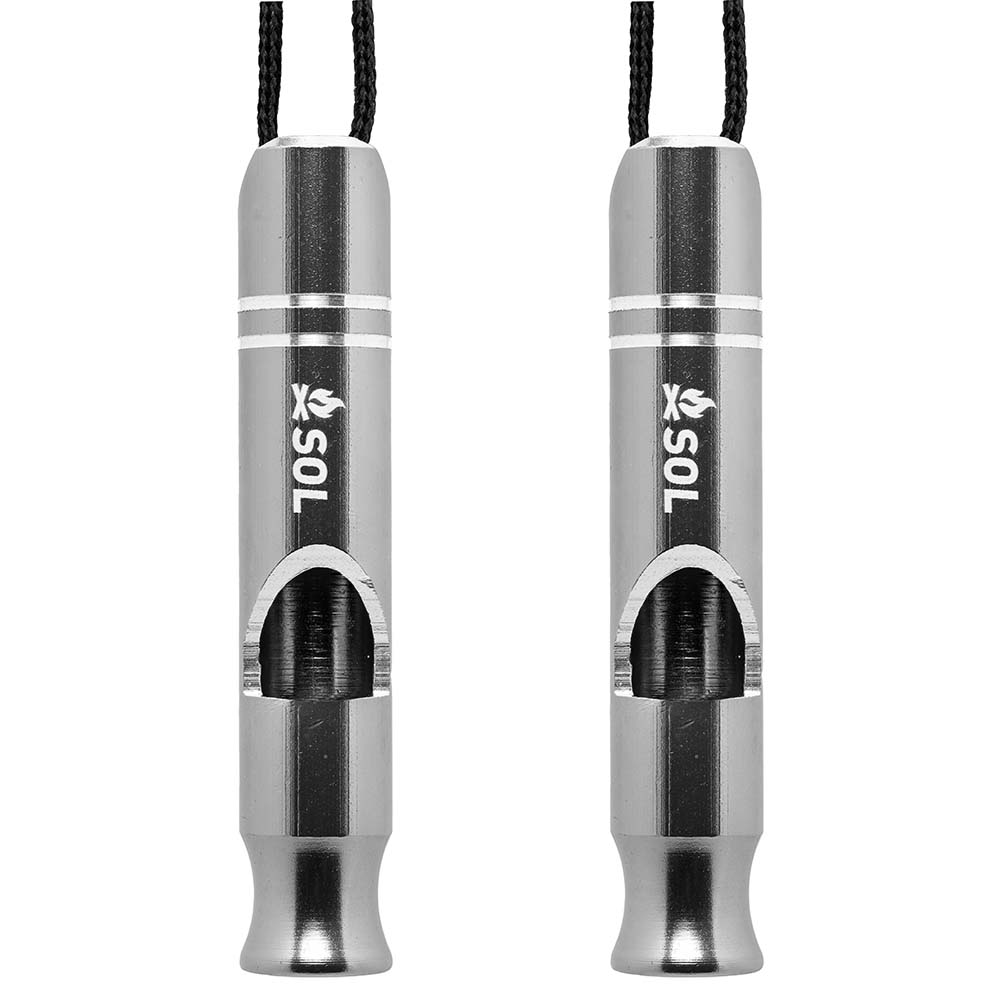 S.O.L. Survive Outdoors Longer Rescue Metal Whistle- 2 Pack CD-91812